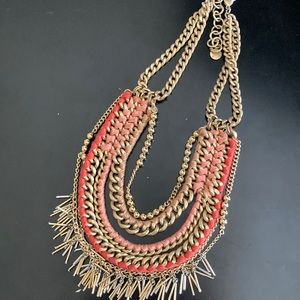 Stella & Dot Orange/Peach & Gold statement necklace